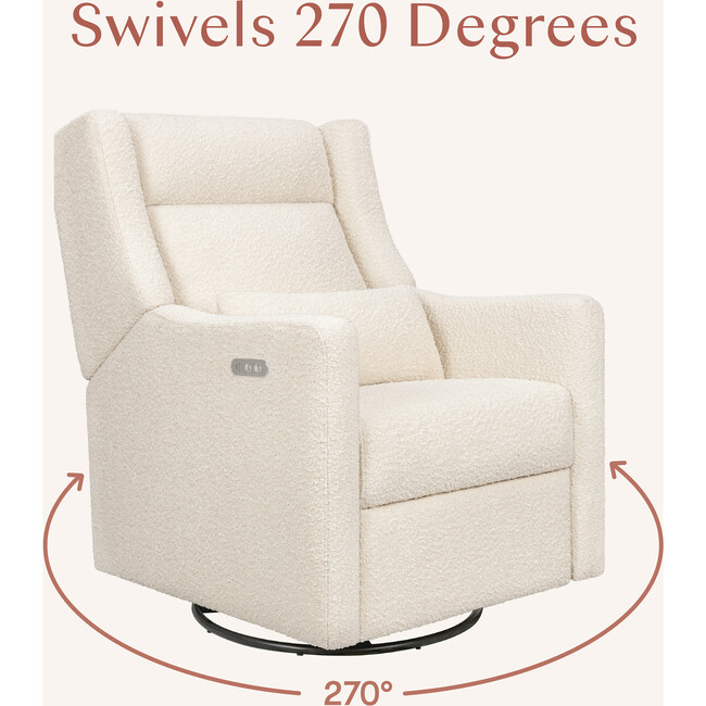 Kiwi Plus Power Recliner and Swivel Glider with Power Adjustable Headrest and USB Port in Performance Ivory Boucle - Glider - 9