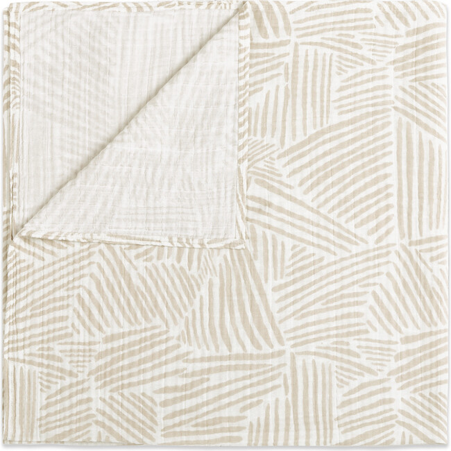 Organic Muslin Cotton Swaddle, Oat Stripe