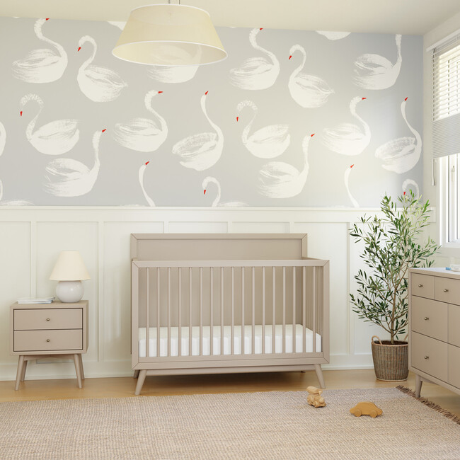 Palma 4-In-1 Convertible Crib With Toddler Bed Conversion Kit, Taupe