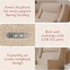 Kiwi Plus Power Recliner and Swivel Glider with Power Adjustable Headrest and USB Port in Chai Shearling - Glider - 10