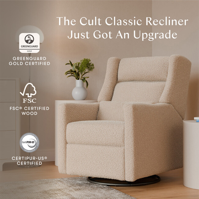 Kiwi Plus Power Recliner and Swivel Glider with Power Adjustable Headrest and USB Port in Chai Shearling - Glider - 11