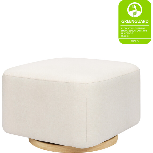Kiwi Gliding Ottoman, Performance Cream Eco-Weave With Light Wood Base