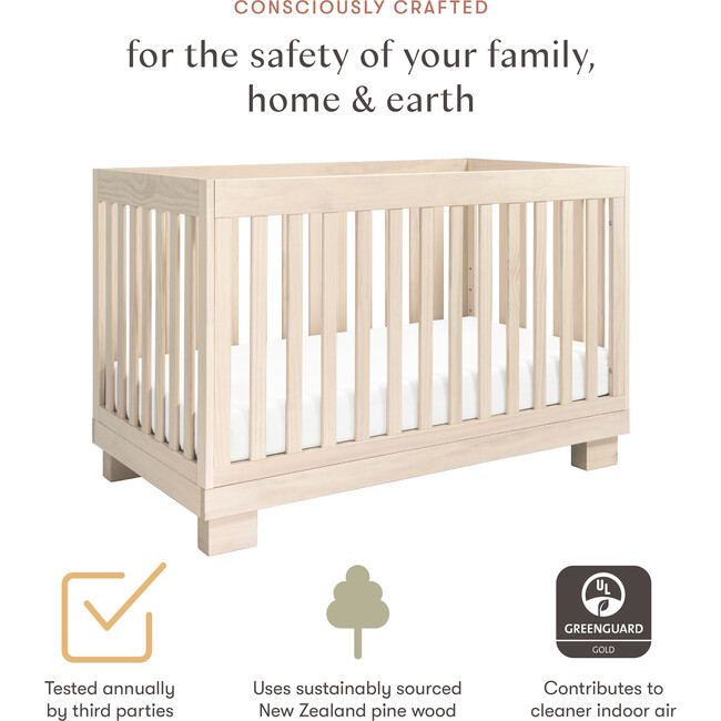 Modo 3-In-1 Convertible Crib & Toddler Bed Conversion Kit, Washed Natural - Cribs - 3
