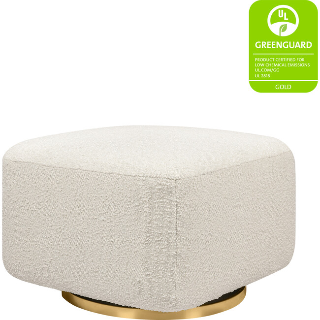 Kiwi Gliding Ottoman, Ivory Boucle With Gold Base