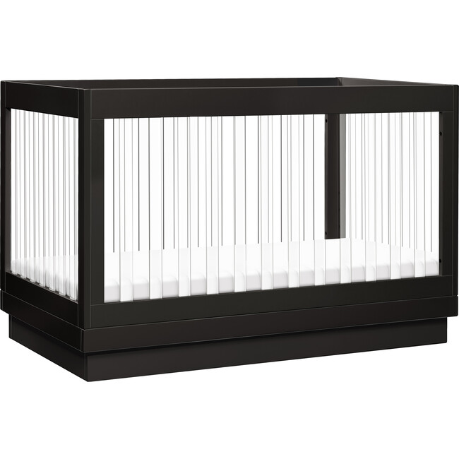 Harlow Acrylic 3-In-1 Convertible Crib & Toddler Bed Conversion Kit, Black With Black Base & Acrylic Slats - Cribs - 1