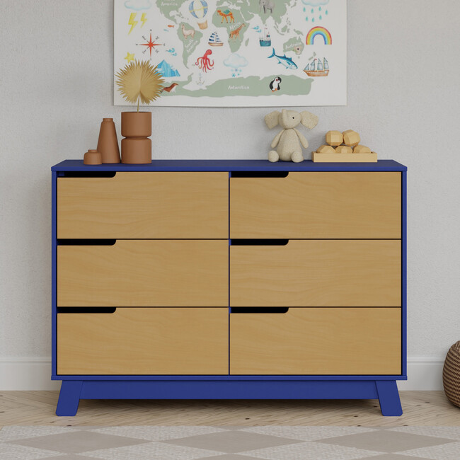Hudson 6-Drawer Assembled Double Dresser, Cobalt & Honey