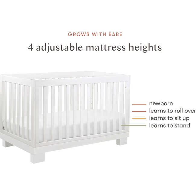 Modo 3-In-1 Convertible Crib with Toddler Bed Conversion Kit, White - Cribs - 6