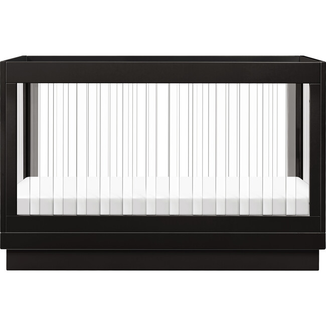 Harlow Acrylic 3-In-1 Convertible Crib & Toddler Bed Conversion Kit, Black With Black Base & Acrylic Slats - Cribs - 3