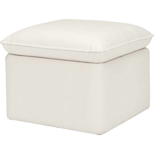 Cali Eco-Performance Fabric Storage Ottoman With USB Port, Cream Eco-Weave