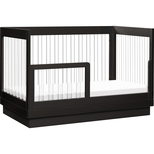 Harlow Acrylic 3-In-1 Convertible Crib & Toddler Bed Conversion Kit, Black With Black Base & Acrylic Slats - Cribs - 4