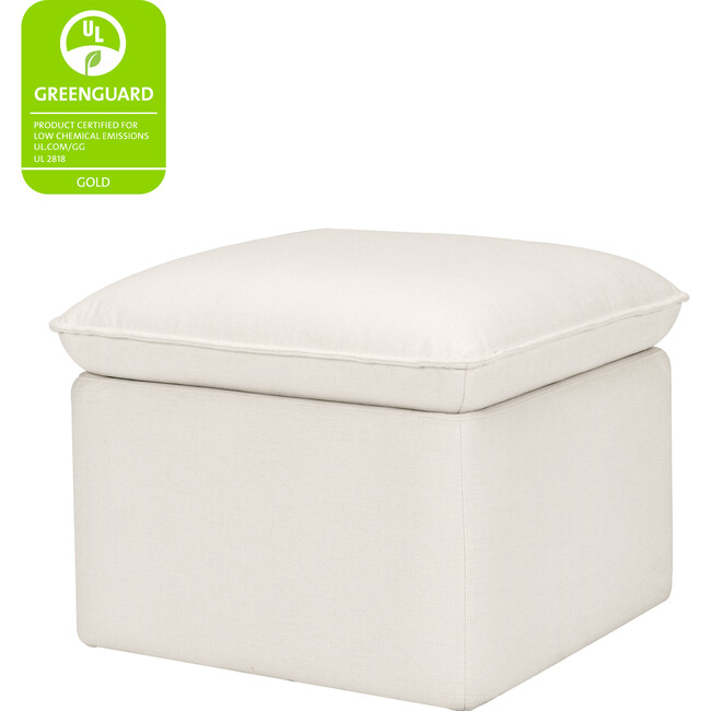 Cali Eco-Performance Fabric Storage Ottoman With USB Port, Cream Eco-Weave