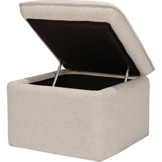 Cali Eco-Performance Fabric Storage Ottoman With USB Port, Beach Eco-Weave