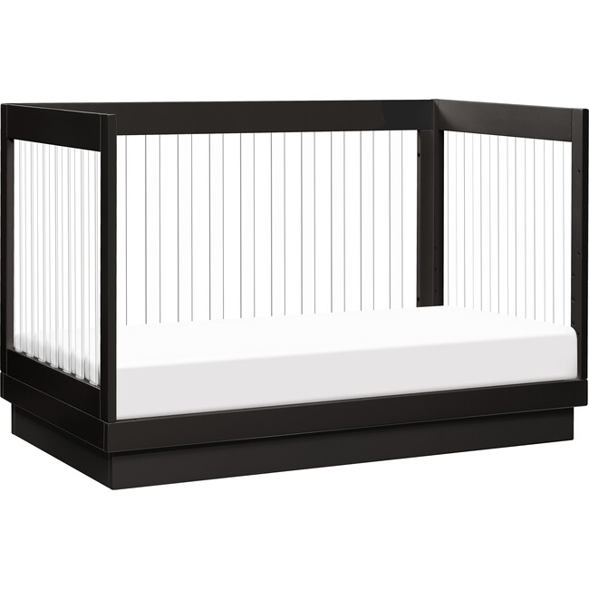 Harlow Acrylic 3-In-1 Convertible Crib & Toddler Bed Conversion Kit, Black With Black Base & Acrylic Slats - Cribs - 5