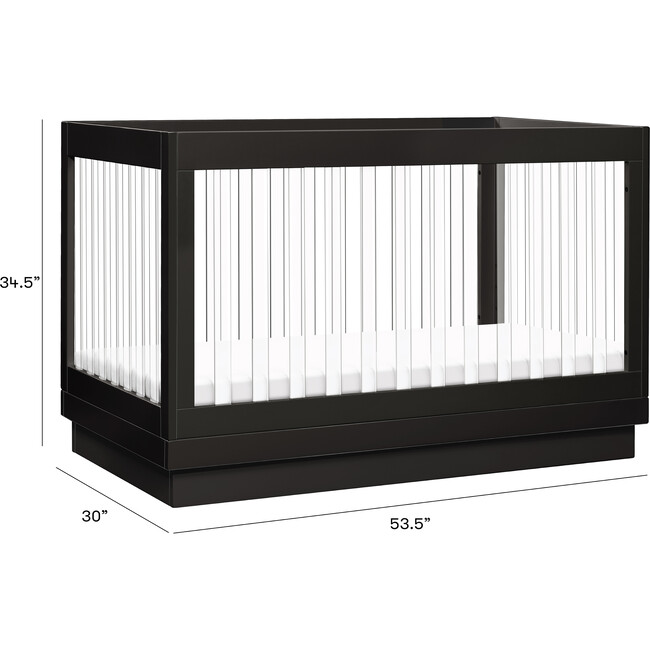 Harlow Acrylic 3-In-1 Convertible Crib & Toddler Bed Conversion Kit, Black With Black Base & Acrylic Slats - Cribs - 6