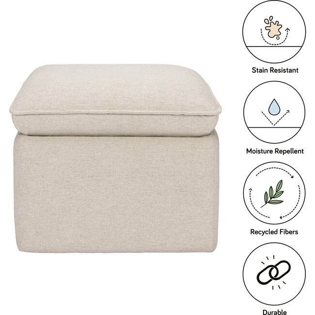 Cali Eco-Performance Fabric Storage Ottoman With USB Port, Beach Eco-Weave - Nursery Chairs - 3