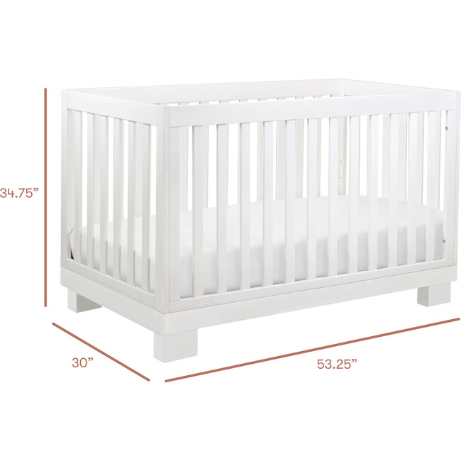 Modo 3-In-1 Convertible Crib with Toddler Bed Conversion Kit, White - Cribs - 10