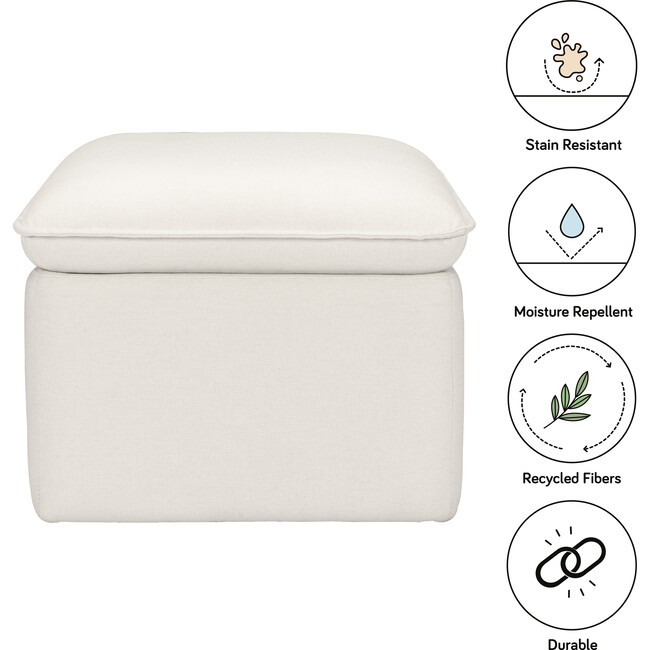 Cali Eco-Performance Fabric Storage Ottoman With USB Port, Cream Eco-Weave - Nursery Chairs - 4