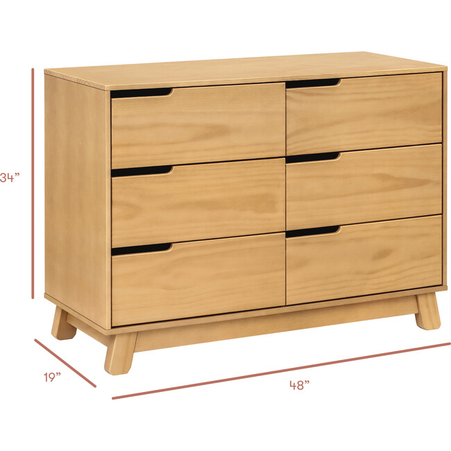 Hudson 6-Drawer Assembled Double Dresser, Honey - Dressers - 7