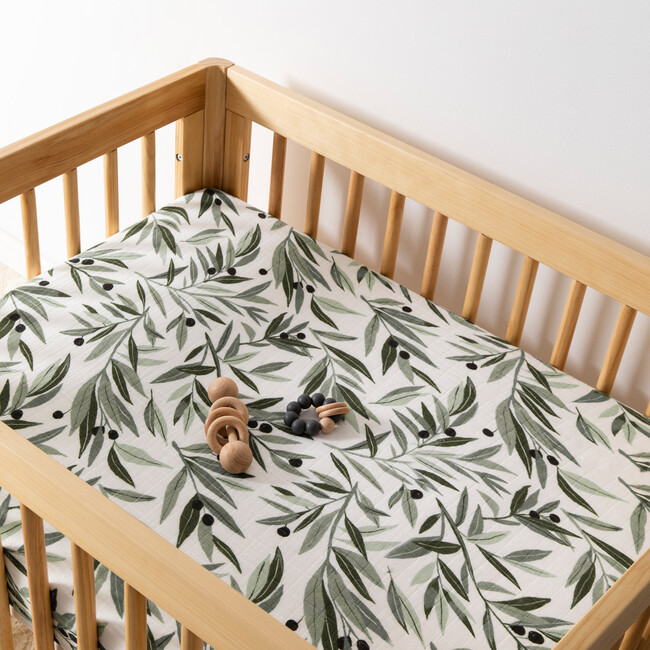 All-Stages Midi Crib Sheet, Olive Branches