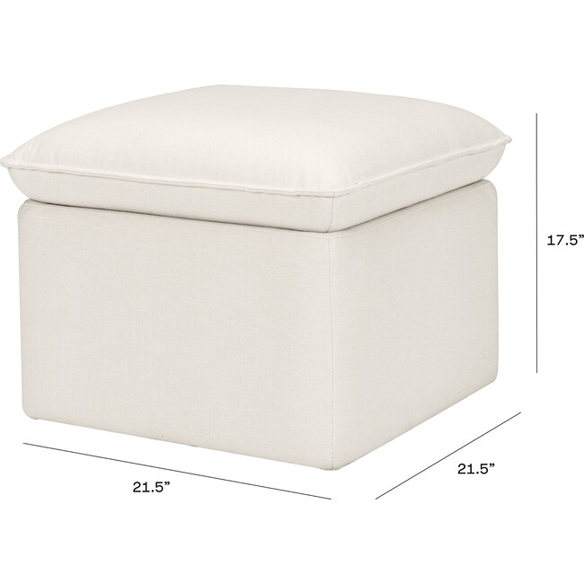 Cali Eco-Performance Fabric Storage Ottoman With USB Port, Cream Eco-Weave - Nursery Chairs - 7