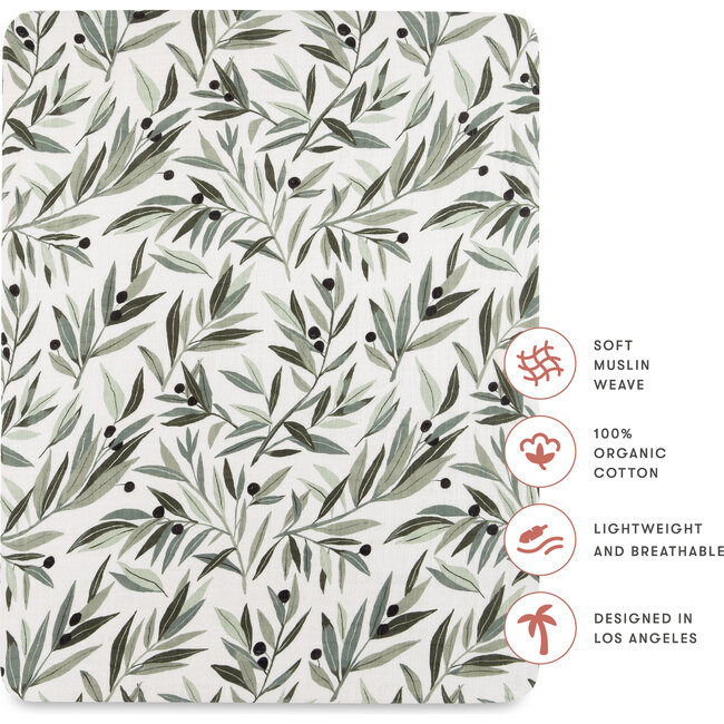 All-Stages Midi Crib Sheet, Olive Branches - Crib Sheets - 5