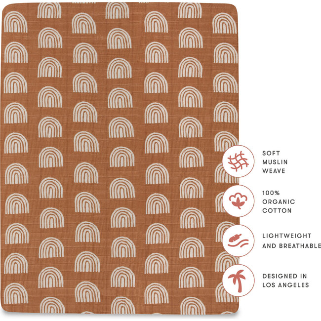 All-Stages Midi Crib Sheet, Terracotta Rainbow - Crib Sheets - 5