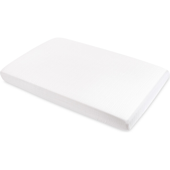 Organic Muslin Cotton Mini Crib Sheet, White