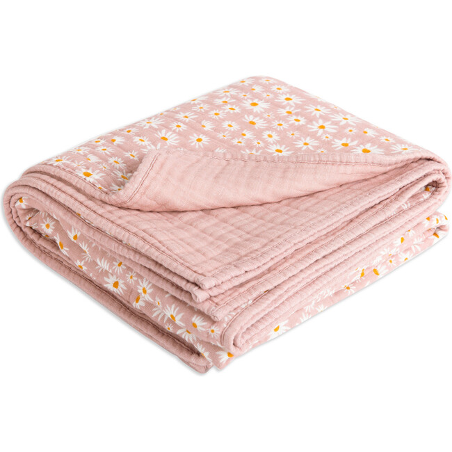 Organic Muslin Cotton 3-Layer Quilt, Daisy