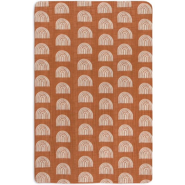 Organic Muslin Cotton Mini Crib Sheet, Terracotta Rainbow