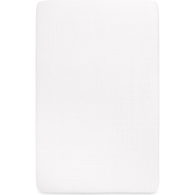 Organic Muslin Cotton Mini Crib Sheet, White