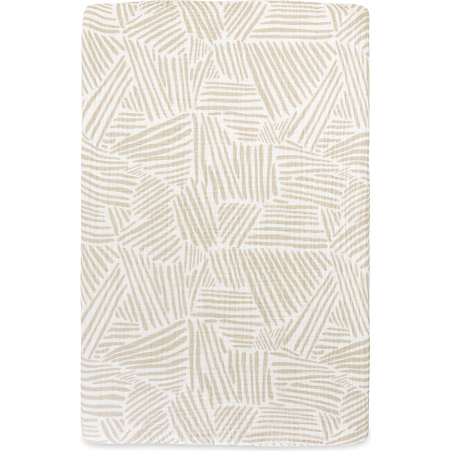 Organic Muslin Cotton Mini Crib Sheet, Oat Stripe