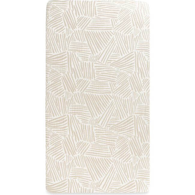 Organic Muslin Cotton Crib Sheet, Oat Stripe