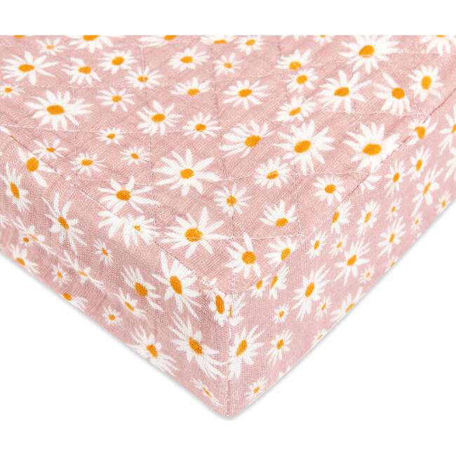 Organic Muslin Cotton Quilted Changing Pad Cover, Daisy