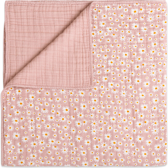Organic Muslin Cotton 3-Layer Quilt, Daisy