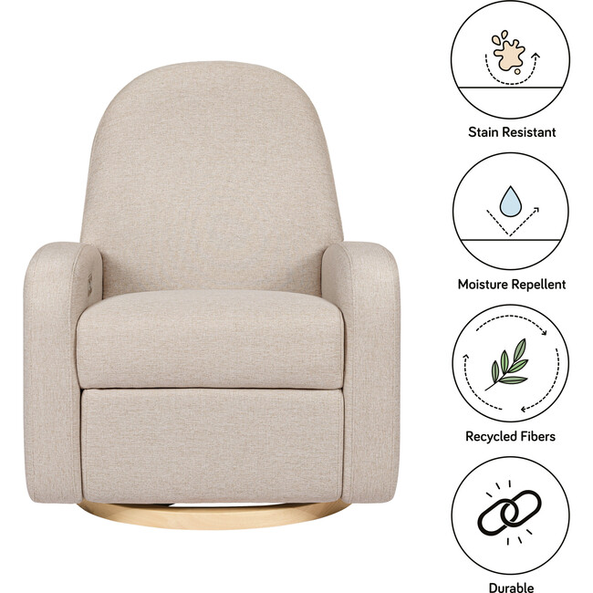 Nami Electronic Recliner & Swivel Glider Recliner With USB Port, Performance Beach Eco-Weave & Light Wood Base