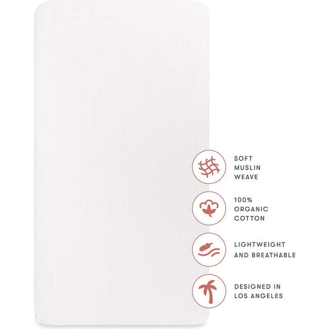 Organic Muslin Cotton Mini Crib Sheet, White - Crib Sheets - 5