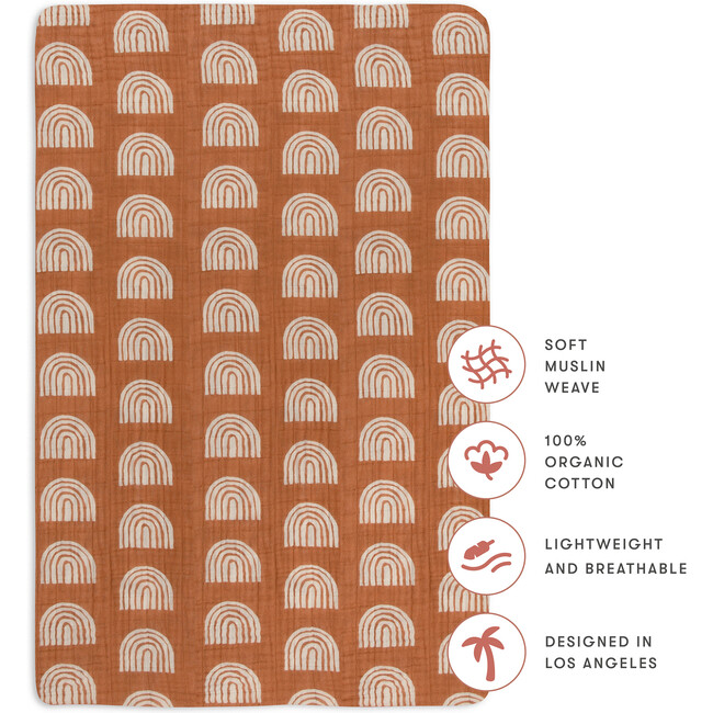 Organic Muslin Cotton Mini Crib Sheet, Terracotta Rainbow - Crib Sheets - 7