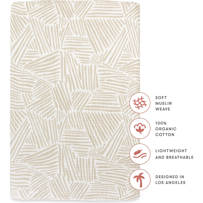 Organic Muslin Cotton Mini Crib Sheet, Oat Stripe - Crib Sheets - 7