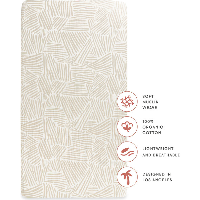 Organic Muslin Cotton Crib Sheet, Oat Stripe - Crib Sheets - 7