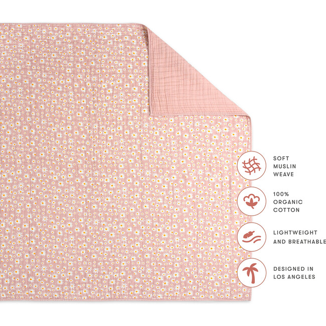 Organic Muslin Cotton 3-Layer Quilt, Daisy - Quilts - 7