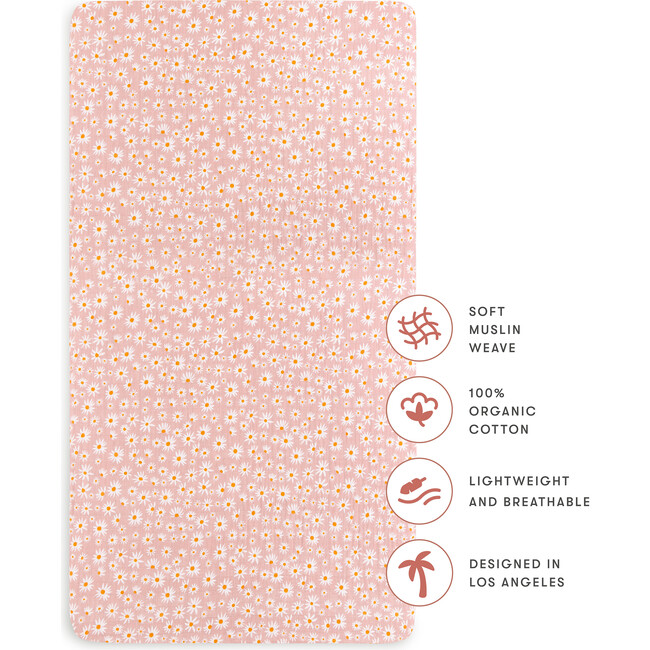 Organic Muslin Cotton Crib Sheet, Daisy - Crib Sheets - 7