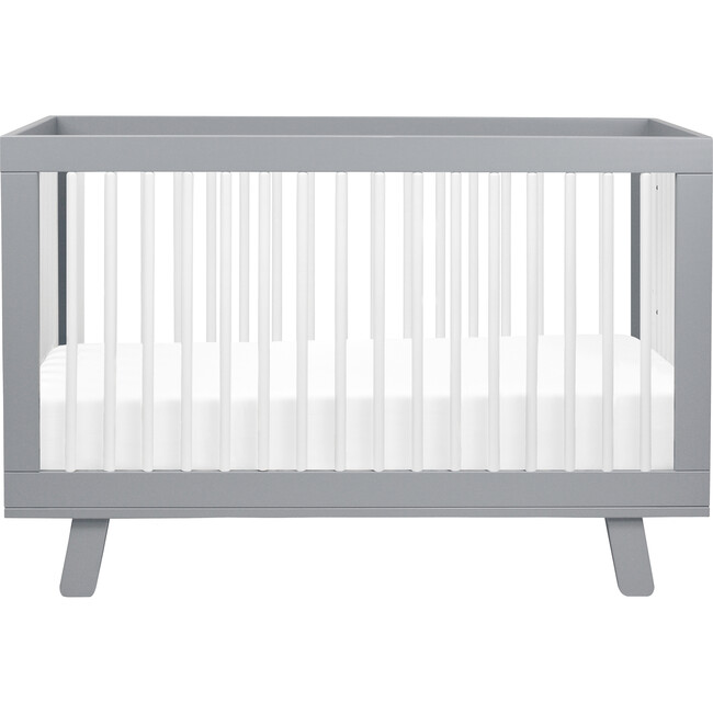 Hudson 3-in-1 Convertible Crib with Toddler Bed Conversion Kit, Grey/White - Cribs - 1