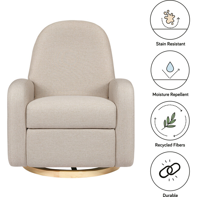 Nami Electronic Recliner & Swivel Glider Recliner With USB Port, Performance Beach Eco-Weave & Light Wood Base - Nursery Chairs - 8