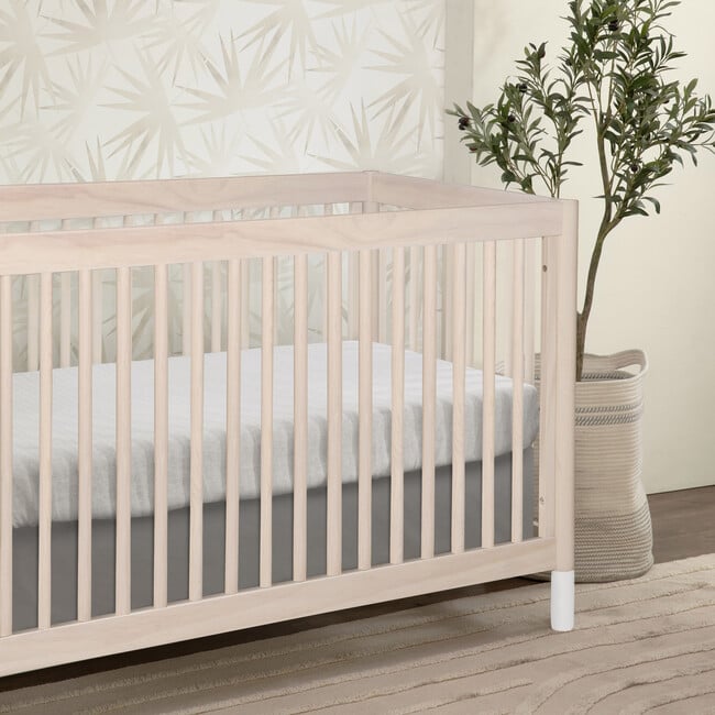 Gelato 4-in-1 Convertible Crib, White Feet with Toddler Bed Conversion Kit, Washed Natural - Cribs - 3