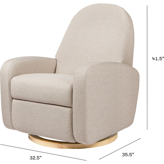 Nami Electronic Recliner & Swivel Glider Recliner With USB Port, Performance Beach Eco-Weave & Light Wood Base - Nursery Chairs - 9