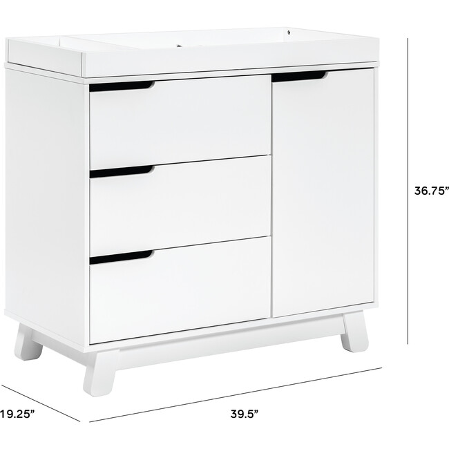 Hudson 3-Drawer Changer Dresser with Removable Changing Tray, White - Dressers - 4