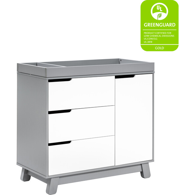 Hudson 3-Drawer Changer Dresser with Removable Changing Tray, Grey/White - Dressers - 7