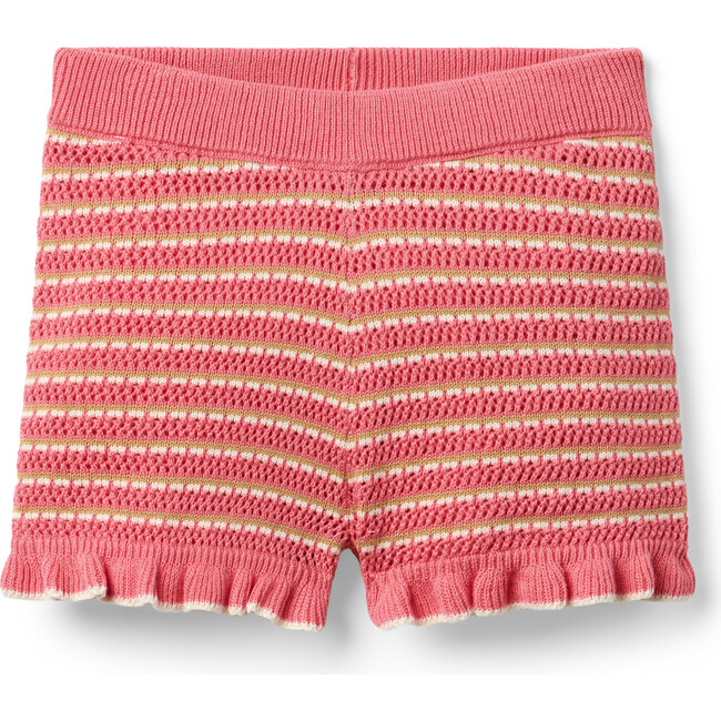Striped Ruffle Sweater Short, Pink