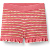 Striped Ruffle Sweater Short, Pink - Shorts - 1 - thumbnail