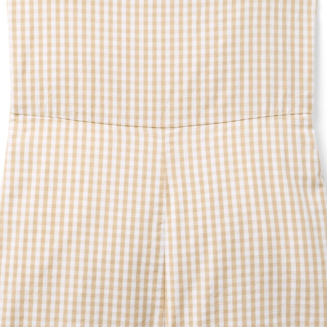 Twill Gingham Romper, Khaki